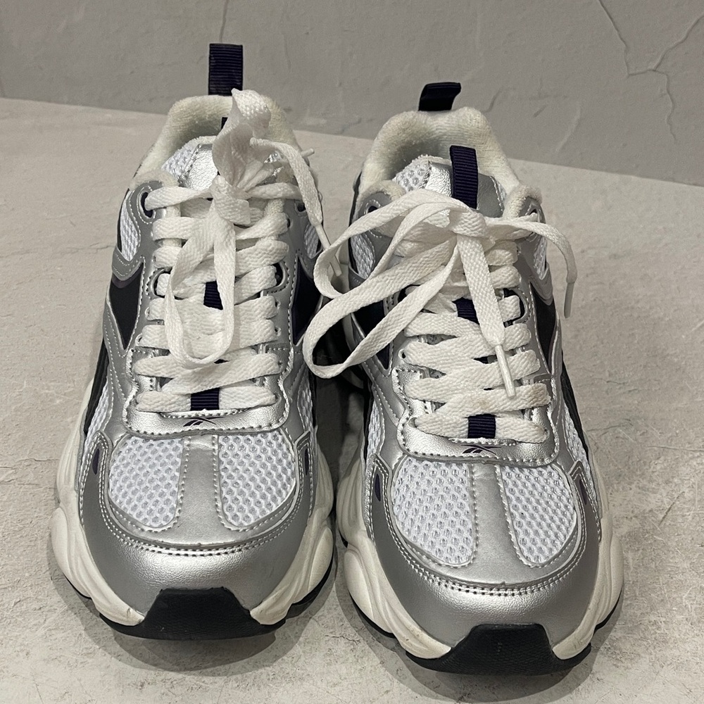 Reebok Silver and White Women's Sneakers